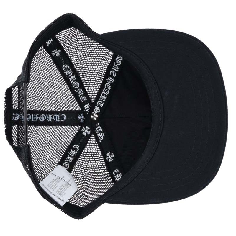 Chrome Hearts 3 Cemetery Cross Leather Patch Trucker Hat