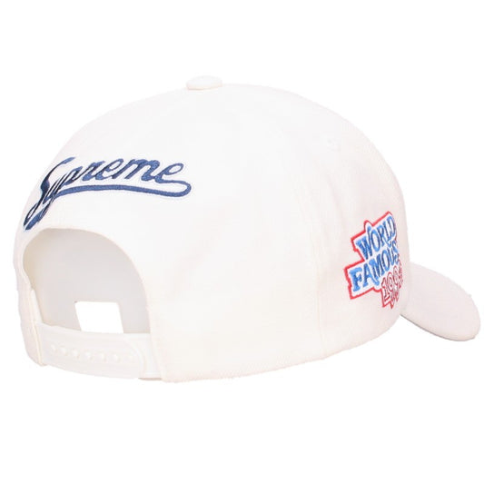 SUPREME 26SS World Famous S Logo 6 Panel Hat White Navy