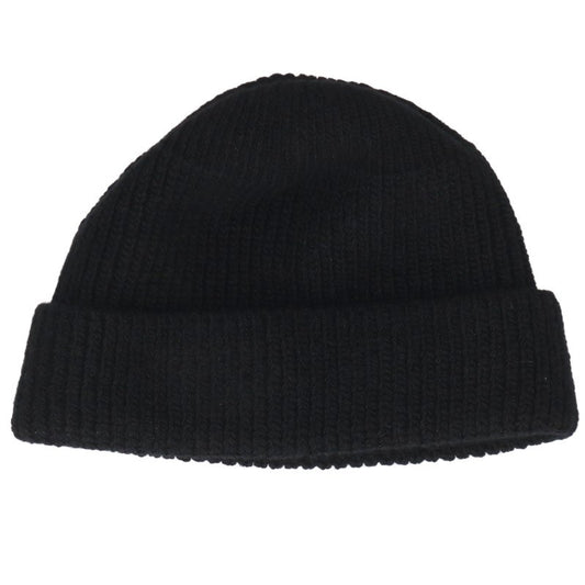 PRADA Triangle Plate Wool Cashmere Beanie Black Size L