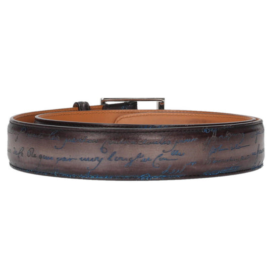 Berluti Leather Classic Belt Gray x Blue Size 95