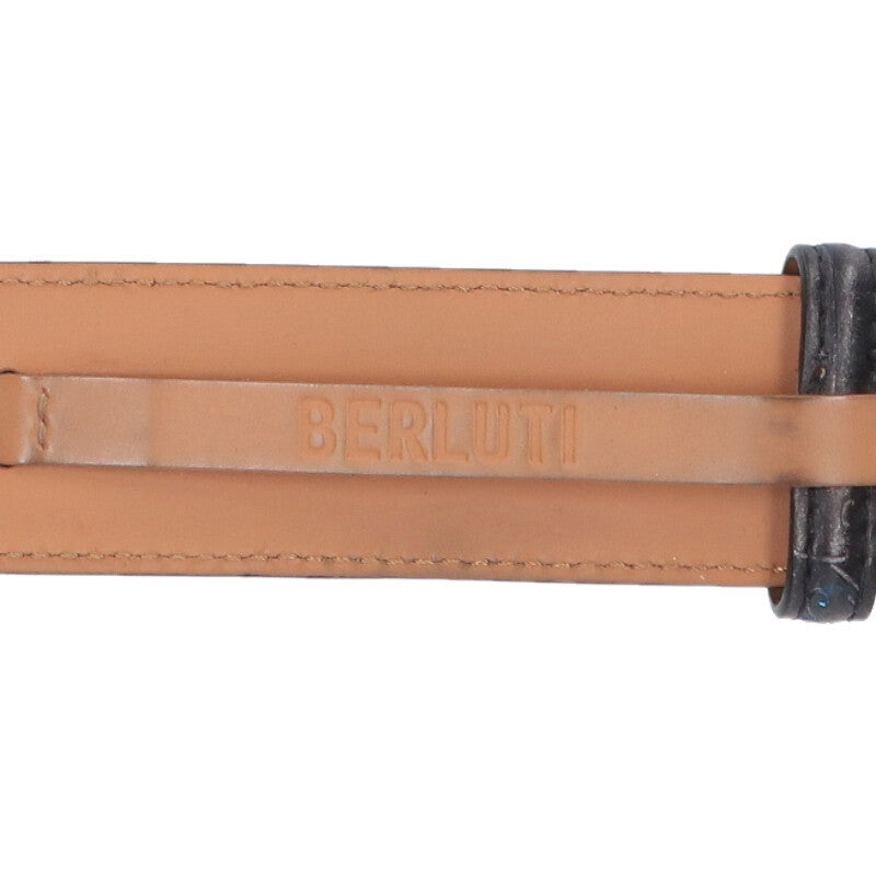 Berluti Leather Classic Belt Gray x Blue Size 95