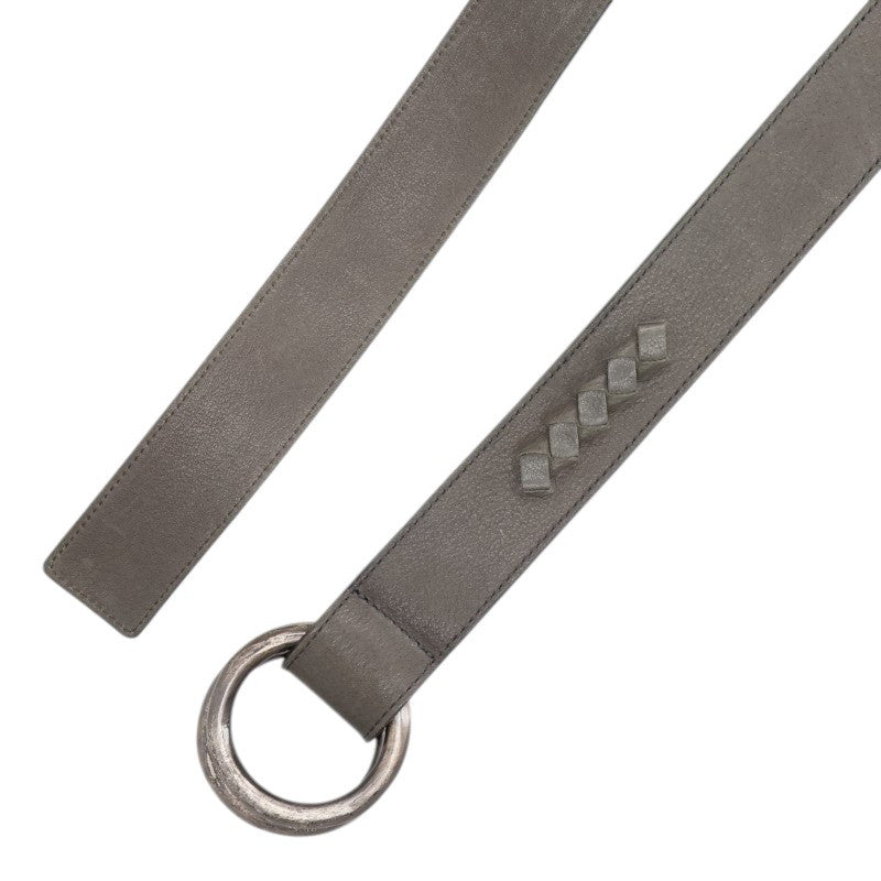 BOTTEGA VENETA Double Ring Leather Belt Green Size L