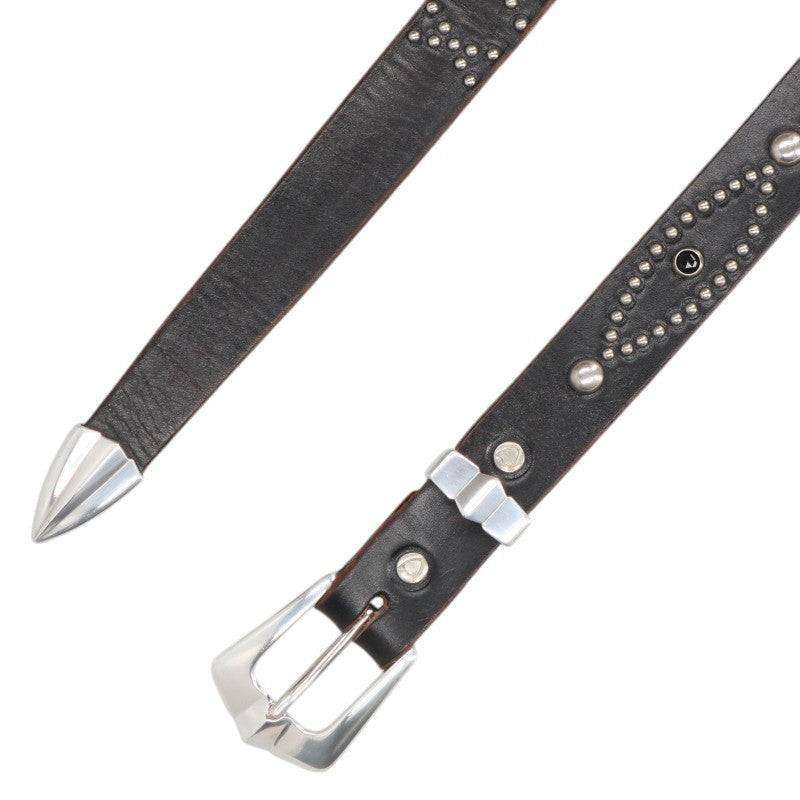 SAINT MICHAEL Studded Narrow Belt Black/Silver Size 32