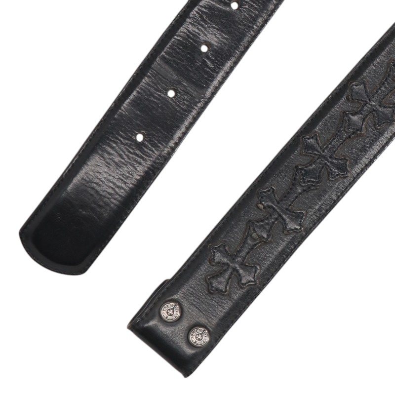 Chrome Hearts 1.5inch Cemetery Cross Leather Belt Size 34