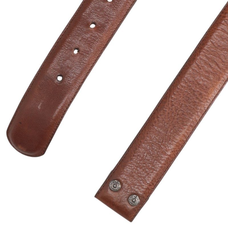 Chrome Hearts Brown Scroll Label Rivets Leather Belt Size 30