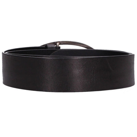 DIESEL D-Buckle Leather Belt Black/Silver Size 85CM