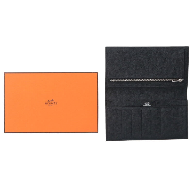 HERMES Citizen Twill Veau Epsom Bi-Fold Black Size ONE SIZE