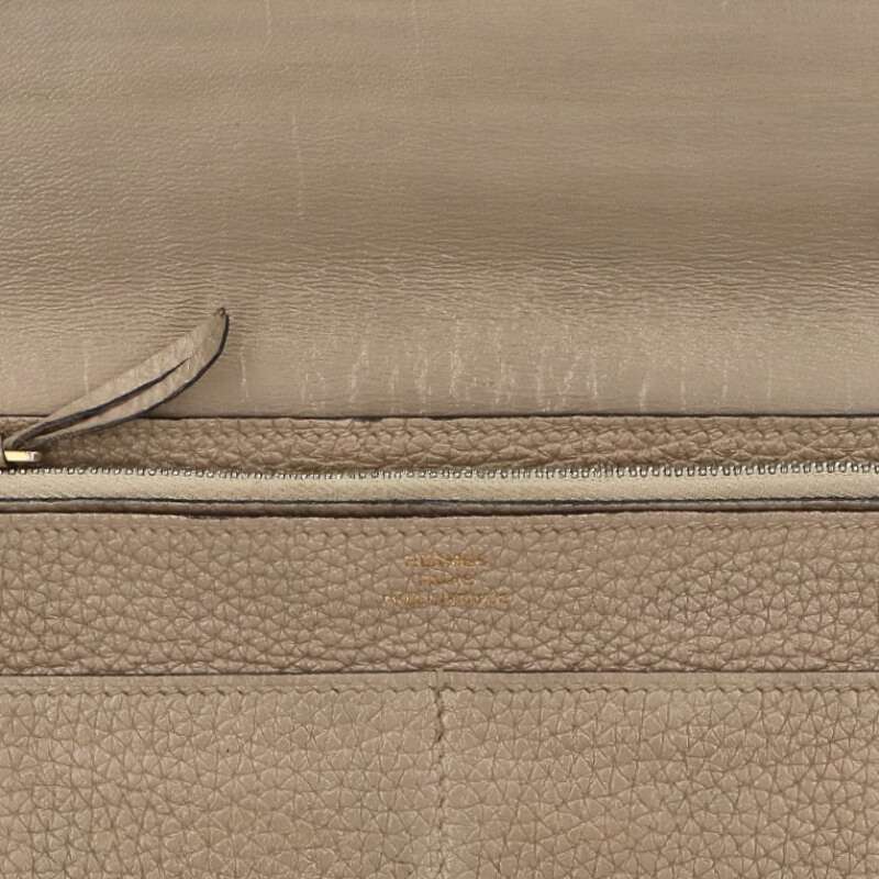 HERMES Dogon GM Togo Wallet w/ Pouch Gray Size ONE SIZE