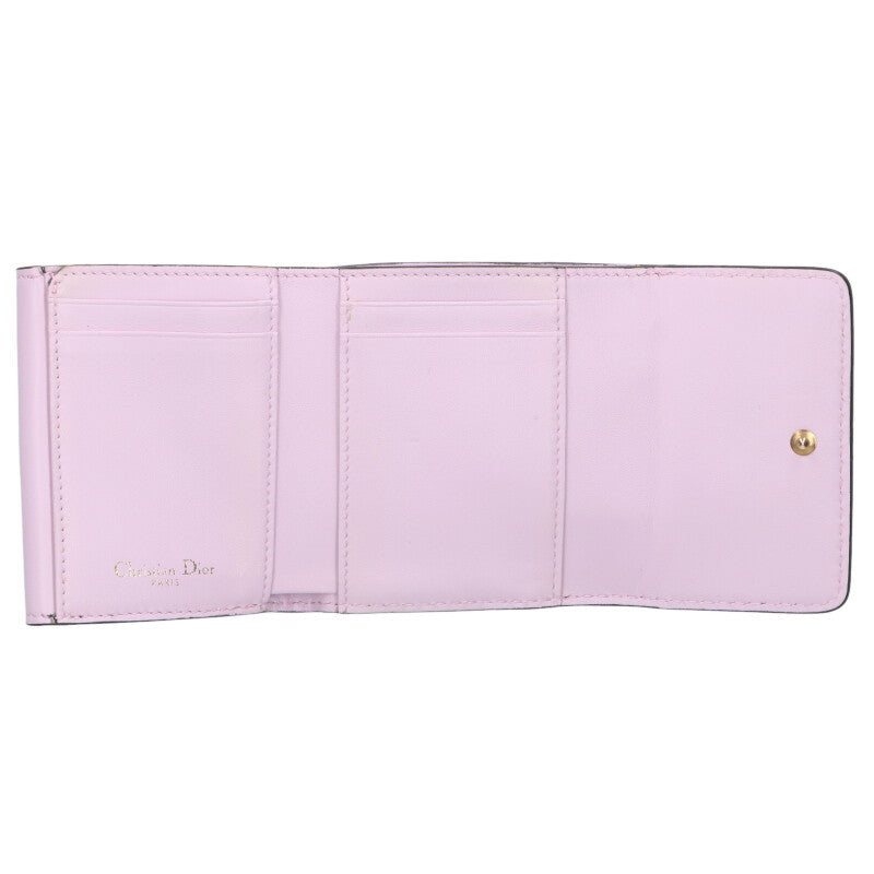 DIOR Logo Tri-Fold Wallet Pink Size ONE SIZE