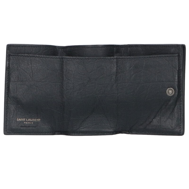 Saint Laurent Paris Logo Leather Wallet Black