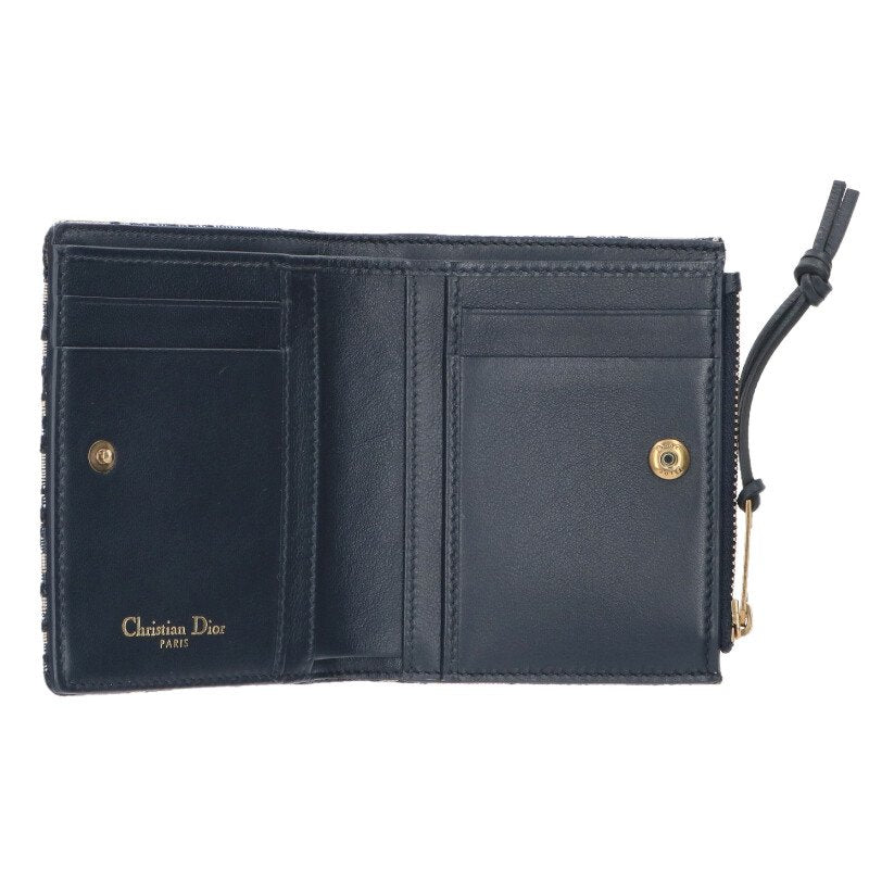 DIOR Oblique Bi-Fold Wallet Navy Blue Size ONE SIZE