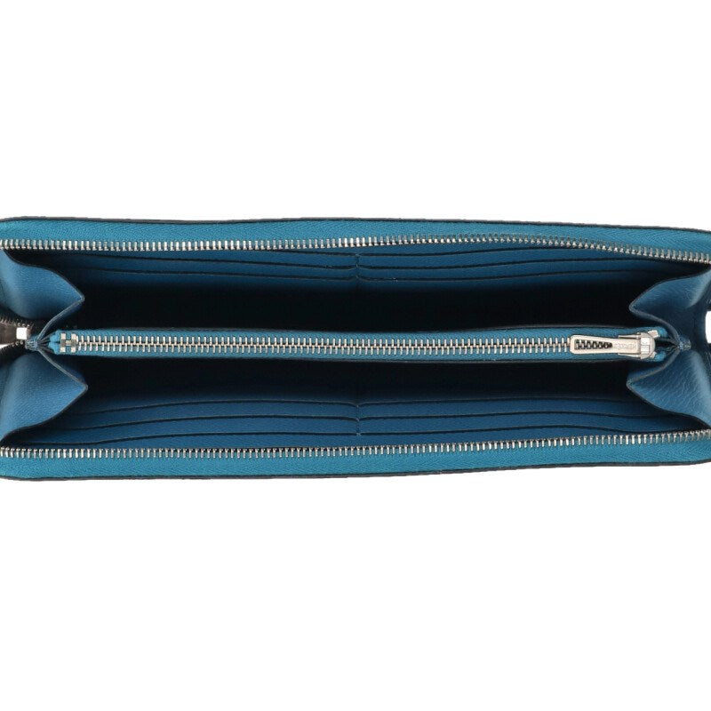 HERMES Azap Long Round Wallet R-Stamp Blue Size ONE SIZE