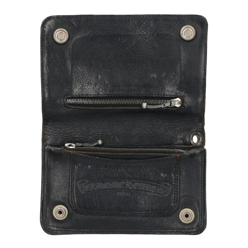Chrome Hearts 2ZIP Cross Button Leather Wallet Size ONE SIZE