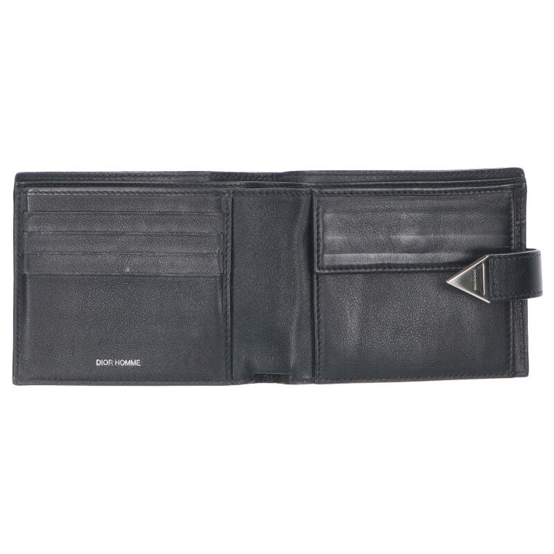 Dior HOMME Leather Bi-Fold Wallet Black Size ONE SIZE