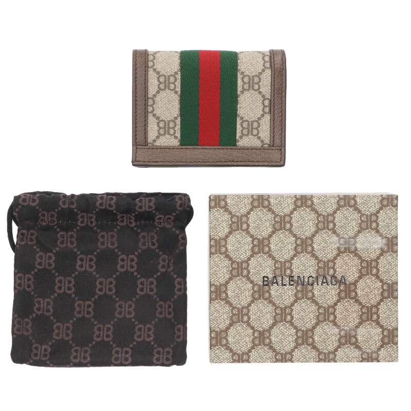 BALENCIAGA x Gucci GG Supreme Bi-fold Wallet Size ONE SIZE
