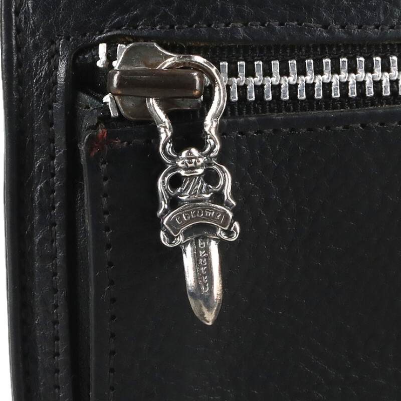 Chrome Hearts SQ BTN BILL Flap Leather Wallet Size ONE SIZE