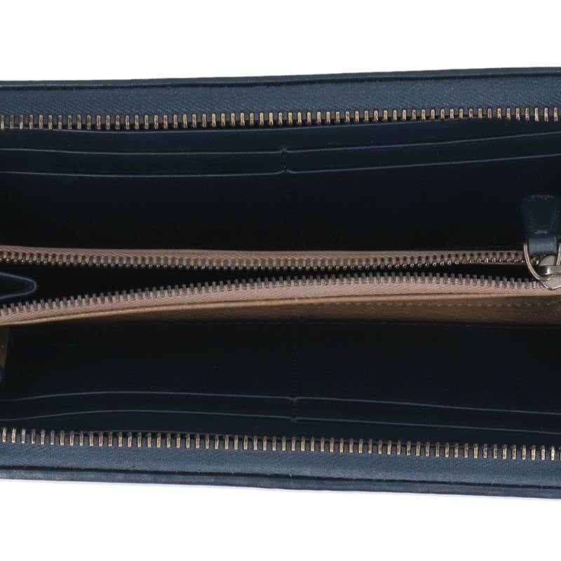 BOTTEGA VENETA Intrecciato Leather Wallet Navy Size ONE SIZE