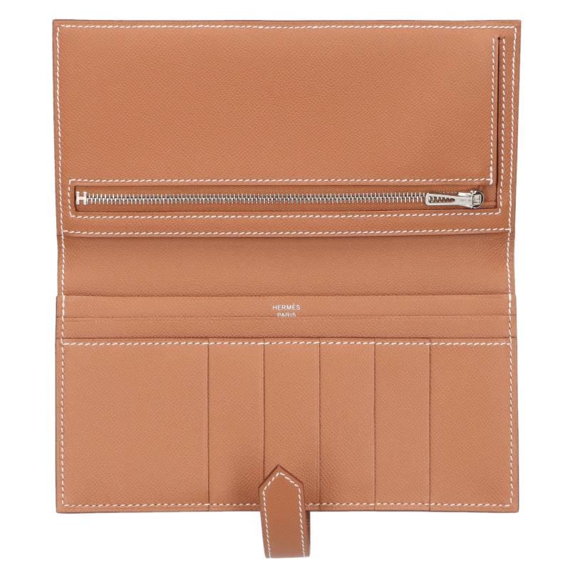HERMES Bearn Soufflet Veau Epsom Silver HW Size ONE SIZE