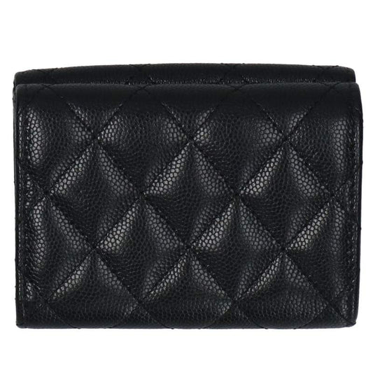 CHANEL CC Mark Matelasse Compact Black Gold Wallet Size ONE SIZE