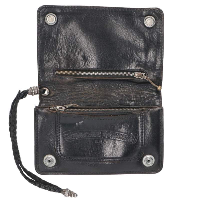 Chrome Hearts 2ZIP Strap Floral Leather Wallet Size ONE SIZE