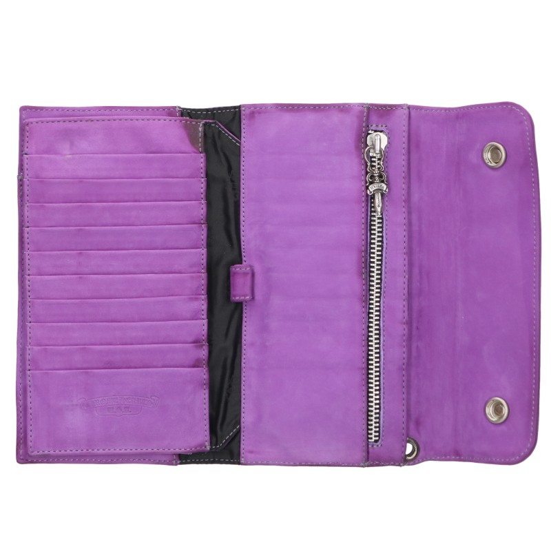 Chrome Hearts Purple WAVE CROSS BALL Suede Wallet