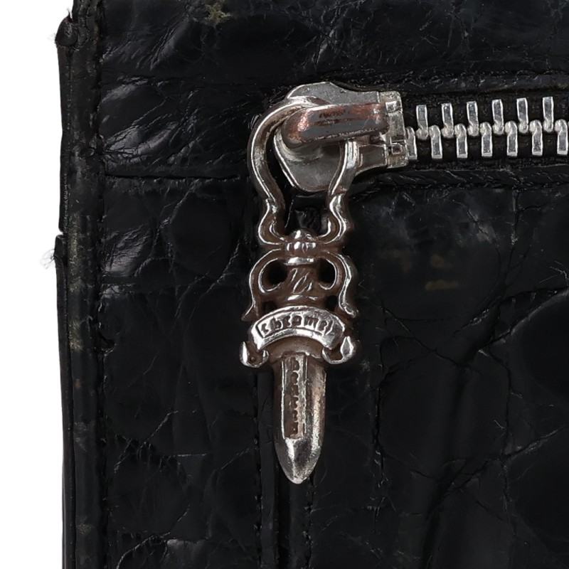 Chrome Hearts Wave Alligator Cross Button Silver Wallet