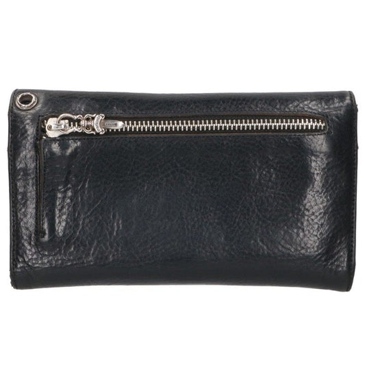 Chrome Hearts Wave Cross Ball Leather Wallet Black Silver
