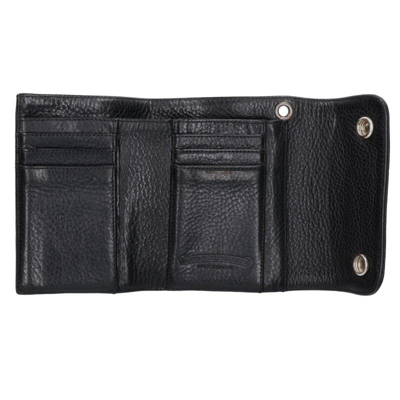 Chrome Hearts Wave Mini Cross Ball Button Leather Wallet