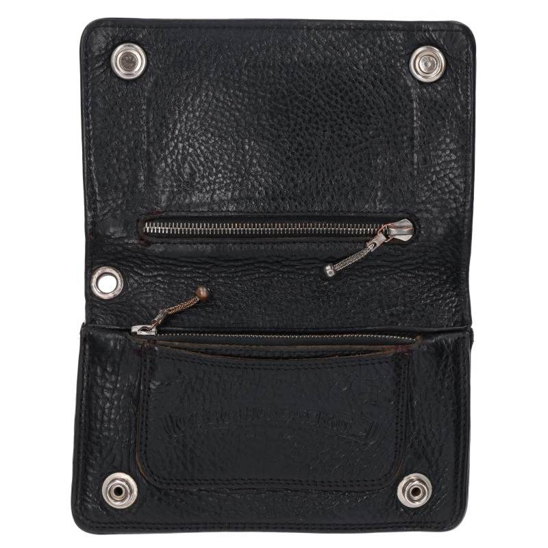 Chrome Hearts 2-Zip Cross Ball Button Leather Wallet