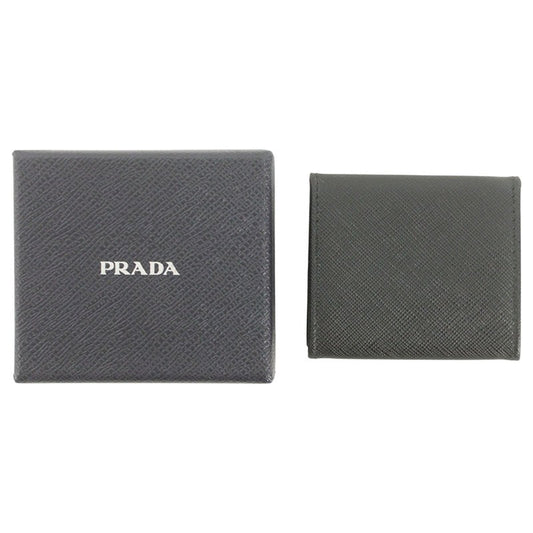 Prada Logo Leather Coin Case Black
