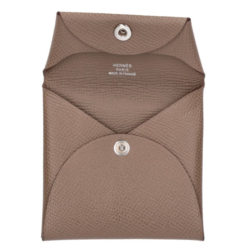 HERMES Bastia Veau Epsom Leather Coin Wallet Beige