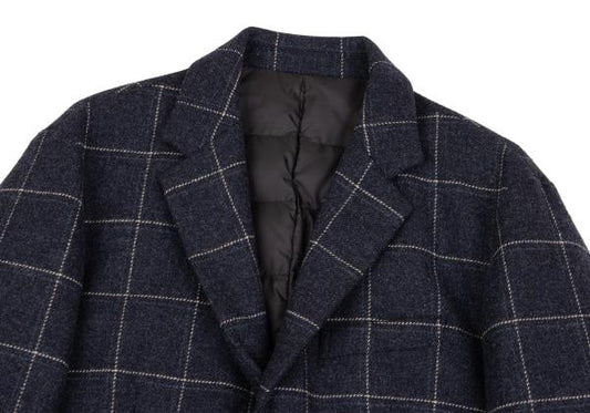 Papas MOON Fabric Check Down 3B Jacket Blue Size M