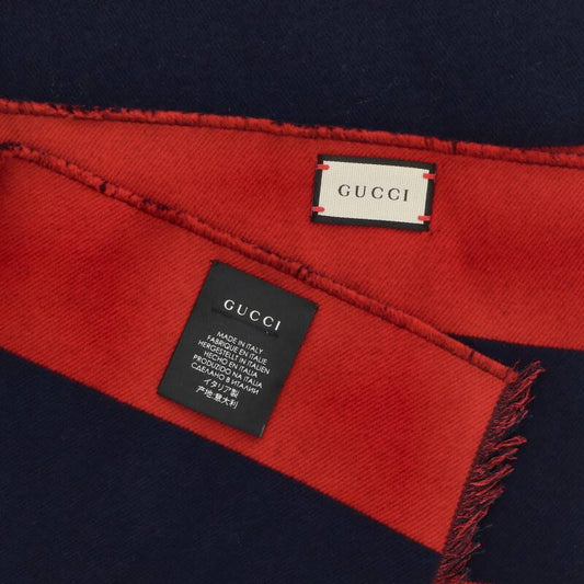 GUCCI Red Navy Logo Embroidered Wool Silk Size ONE SIZE