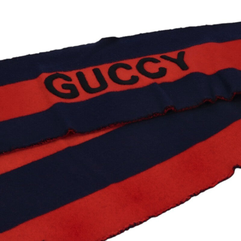 GUCCI Red Navy Logo Embroidered Wool Silk Size ONE SIZE