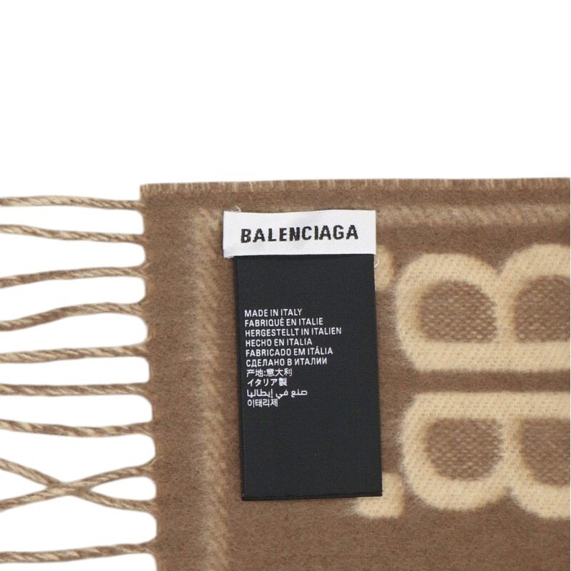 Balenciaga Hacker Project Cashmere wool blend BB logo scarf Beige x Brown