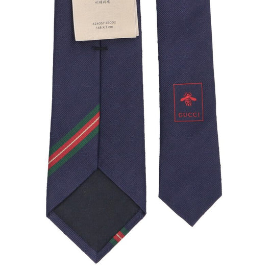 GUCCI Interlocking G Horsebit Silk Tie Navy Size ONE SIZE