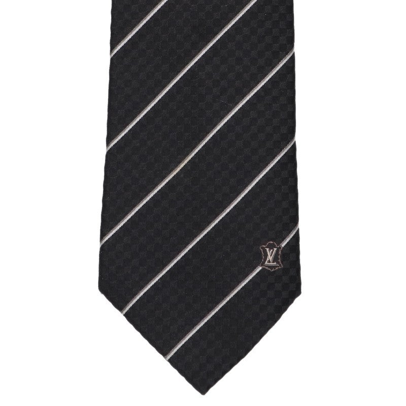 LOUISVUITTON Black Micro Damier Silk Tie