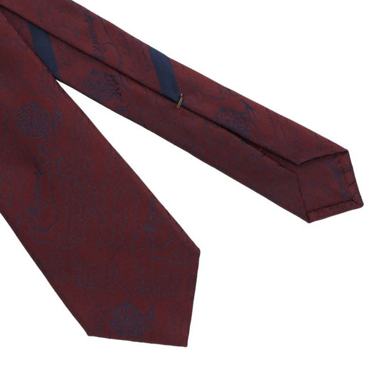 Berluti Calligraphy Wool Silk Tie Bordeaux