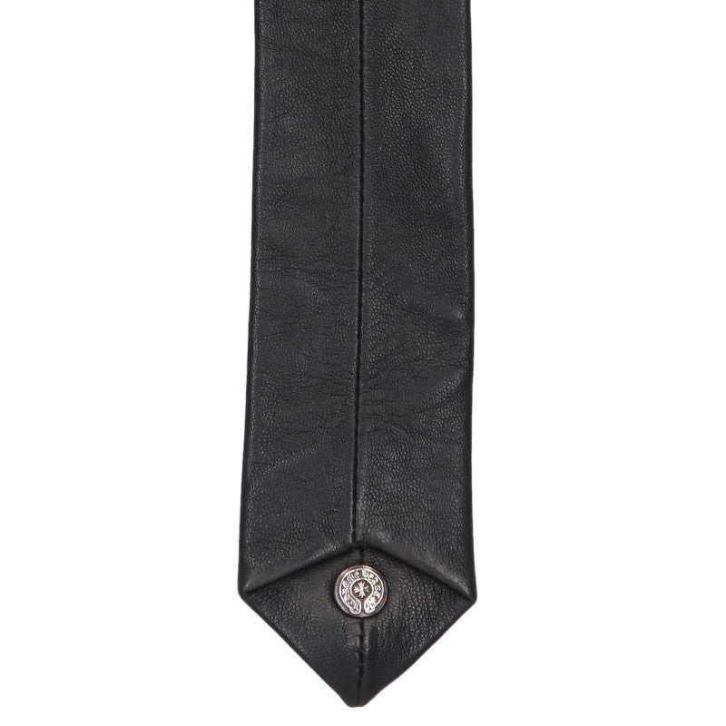 Chrome Hearts Skinny Leather CH Plus Motif Tie Black/Silver