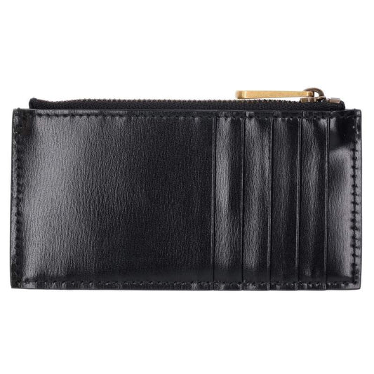 GUCCI Python Leather Card Holder Black/Gold Card Case Size ONE SIZE