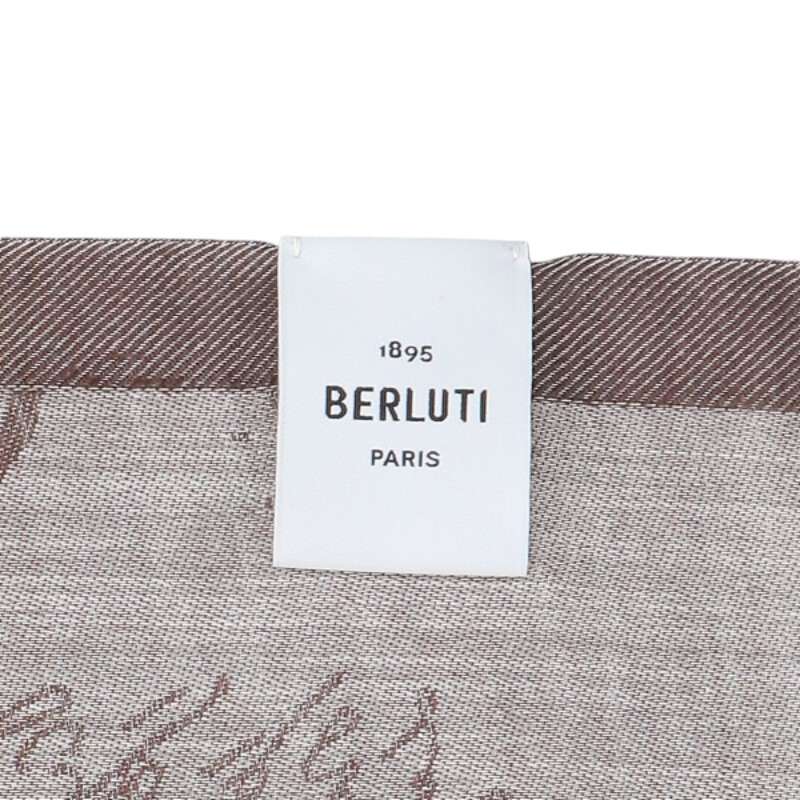 Berluti Wool Silk Calligraphy Pattern Scarf Size ONE SIZE