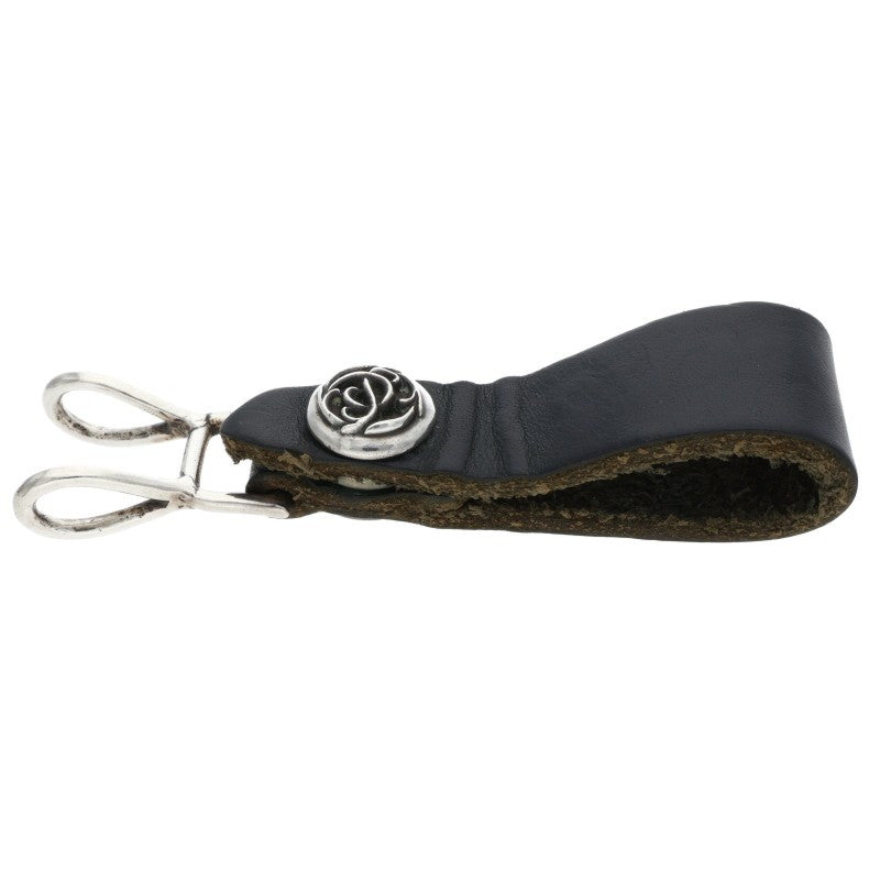 Chrome Hearts Floral Ball Leather Belt Loop Black x Silver