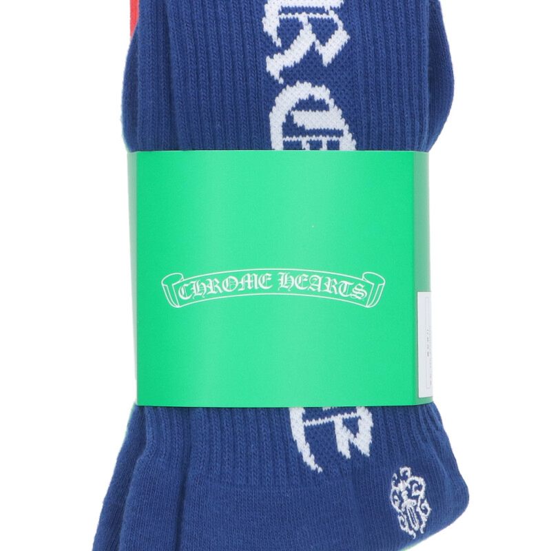 Chrome Hearts OLD ENGLISH SOCKS 3-pack Red x Green x Blue Size M