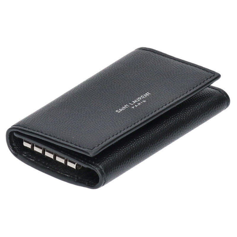 Saint Laurent Paris Leather 4-key case in black One Size
