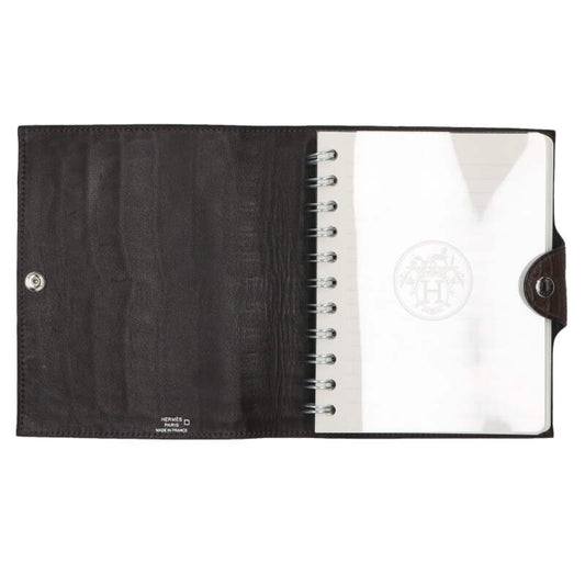 HERMES Ulysse PM Alligator Leather Agenda Brown