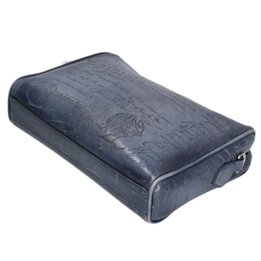 Berluti Rosewood Calligraphy Leather Clutch Size ONE SIZE