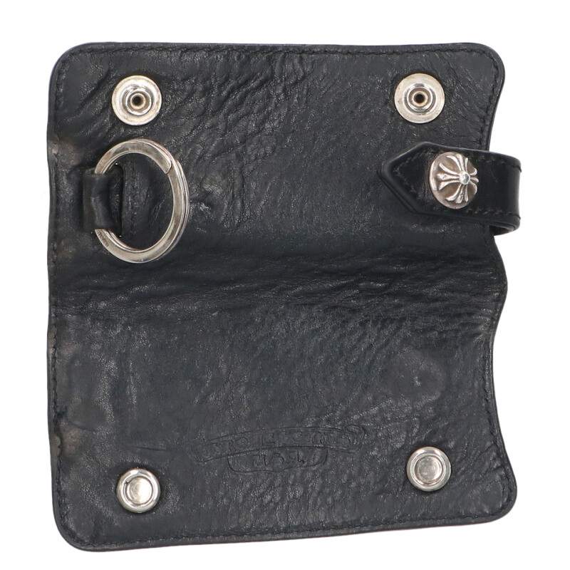 Chrome Hearts Cross Ball Button Leather Key Case Black