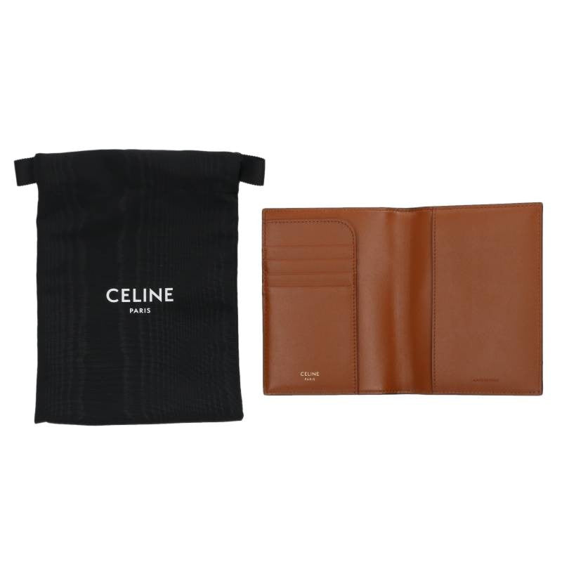 CELINE Triomphe Canvas Passport Holder Brown Size ONE SIZE