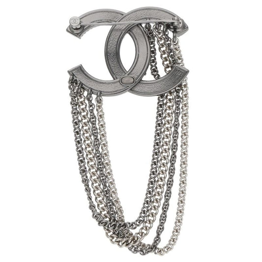 CHANEL A21B Coco Mark Rhinestone Chain Brooch