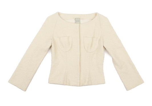 Sybilla Cotton Blend Stretch Tweed Jacket Beige Size M